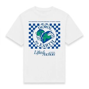 Lifted Anchors - Down To Earth Tee - White Graphic t-shirt - Unisex Small